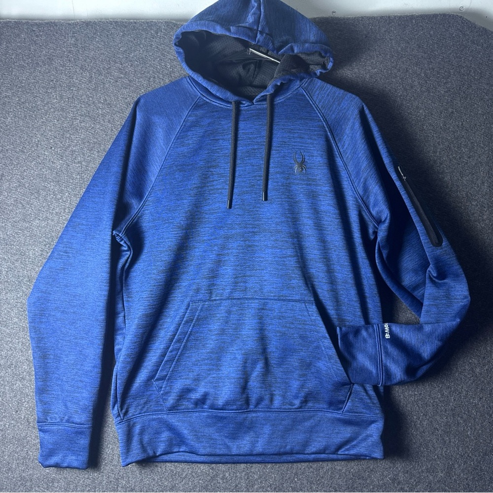 Spyder Active ProWeb Hoodie Sweatshirt Men's Medium Blue Stretch Pullover‎